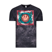 Cloud Black western lightning bolt smiling face turquoise Vintage Tee - BarkalooDesign