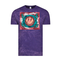 Cloud Purple western lightning bolt smiling face turquoise Vintage Tee - BarkalooDesign