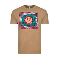 Vintage Coffee western lightning bolt smiling face turquoise Vintage Tee - BarkalooDesign