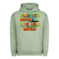 Pigment Oil Green Fiesta siesta tequila repeat Urban Hoodie - FaDigitalArtStudio