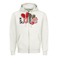 Oatmeal Heather love Zipper Hoodie - LillyAllenDesigns