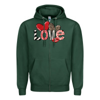 Sports Green love Zipper Hoodie - LillyAllenDesigns