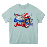 Arona Happy 4th of July cow Heavy Core Tee - CowGirlArtShop