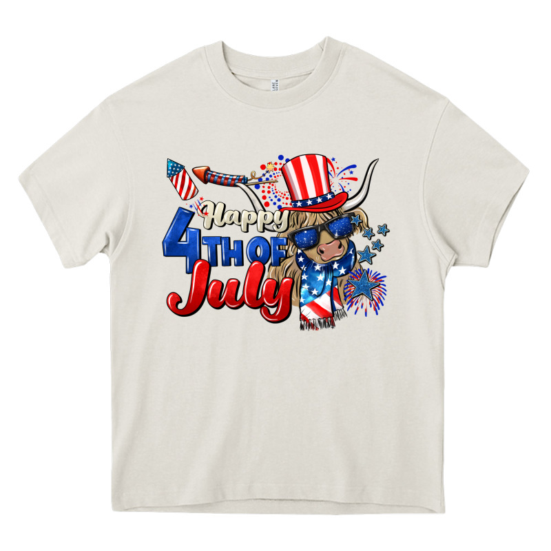 Happy 4th Of July Cow Heavy Core Tee by CowGirlArtShop | Teevron