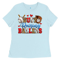 Baby Blue busy raising ballers baseball Ladies Tee - Zillion Design Studio