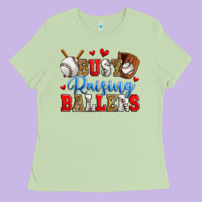 Busy Raising Ballers Baseball Ladies Tee Designed By Zillion Design Studio