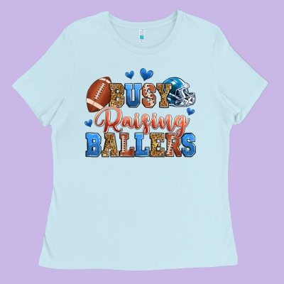 Busy Raising Ballers American Football Ladies Tee Designed By Zillion Design Studio