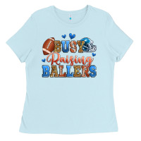 Baby Blue busy raising ballers american football Ladies Tee - Zillion Design Studio