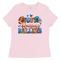 Bubblegum Pink busy raising ballers american football Ladies Tee - Zillion Design Studio