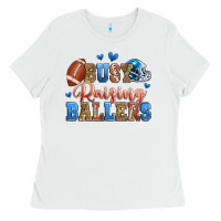 White busy raising ballers american football Ladies Tee - Zillion Design Studio