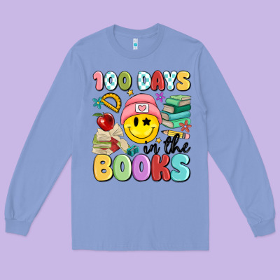 100 Days In The Books Long Sleeve Tee Designed By Maliassmallbusiness