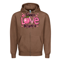 Chestnut teach love inspire teacher valentines day Zipper Hoodie - LillyAllenDesigns