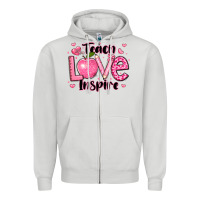 Dove Grey teach love inspire teacher valentines day Zipper Hoodie - LillyAllenDesigns