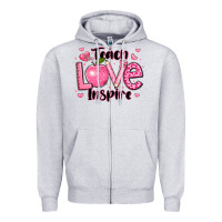 Heather Grey teach love inspire teacher valentines day Zipper Hoodie - LillyAllenDesigns
