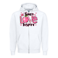 Teach Love Inspire Teacher Valentines Day Zipper Hoodie | Teevron