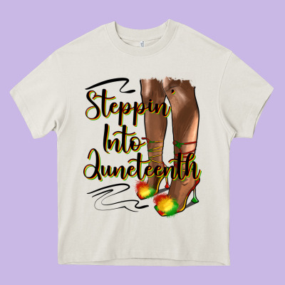 Steppin' Into Juneteenth Heels Heavy Core Tee Designed By Hra Design Shop