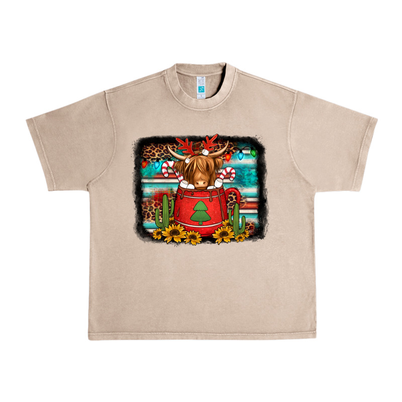 Hot Coco Christmas Highland Cow With Background Urban Heavy Tee by Jasminsmagicworld | Teevron