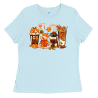 Baby Blue Fall Coffee Cups Ladies Tee - texasbilliewilder