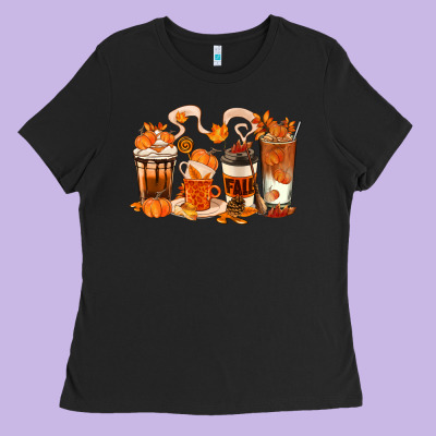Fall Coffee Cups Ladies Tee Designed By Texasbilliewilder