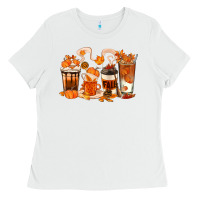 White Fall Coffee Cups Ladies Tee - texasbilliewilder