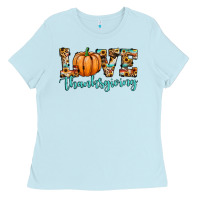 Baby Blue love thanksgiving pumpkin Ladies Tee - JahusDesignShop