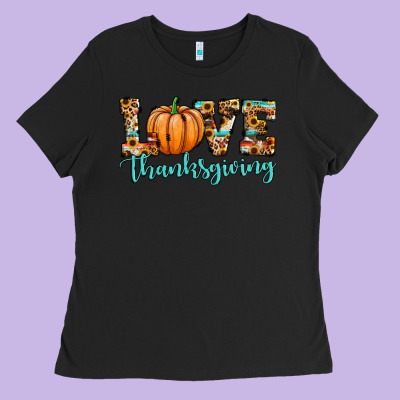 Love Thanksgiving Pumpkin Ladies Tee Designed By Jahusdesignshop