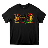 Black peace love juneteenth raised fist Heavy Core Tee - HRA Design Shop