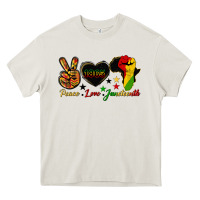 Cream peace love juneteenth raised fist Heavy Core Tee - HRA Design Shop