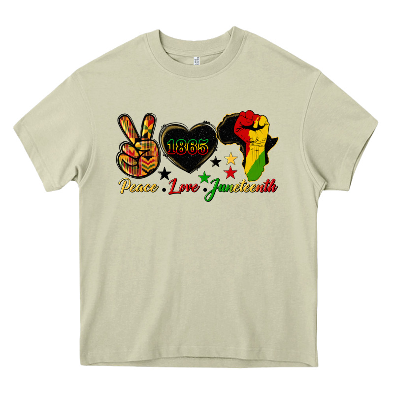 Peace Love Juneteenth Raised Fist Heavy Core Tee by HRA Design Shop | Teevron