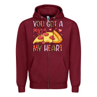 Burgundy you got a pizza my heart Zipper Hoodie - LillyAllenDesigns