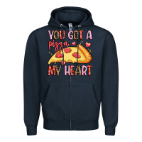 Navy you got a pizza my heart Zipper Hoodie - LillyAllenDesigns