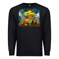 Black Cemetery with Ghost Cats Premium Sweatshirt - texasbilliewilder