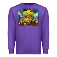 Purple Cemetery with Ghost Cats Premium Sweatshirt - texasbilliewilder