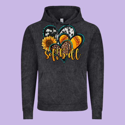 Softball Hearts Vintage Hoodie Designed By Jasminsmagicworld
