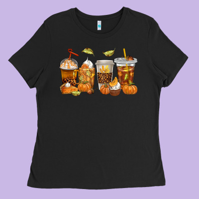 Fall Coffee Cups Ladies Tee Designed By Texasbilliewilder