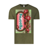 Vintage Olive Western Red Roses Welcome Vintage Tee - LillyAllenDesigns