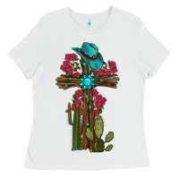 Cross Gemstone Cactus Roses Cowboy Hat Ladies Tee | Teevron