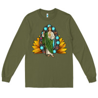 Army Green san judas gemstone sunflower Long Sleeve Tee - JahusDesignShop