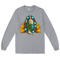 Heather Grey san judas gemstone sunflower Long Sleeve Tee - JahusDesignShop