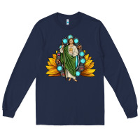 Navy san judas gemstone sunflower Long Sleeve Tee - JahusDesignShop