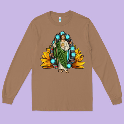 San Judas Gemstone Sunflower Long Sleeve Tee Designed By Jahusdesignshop