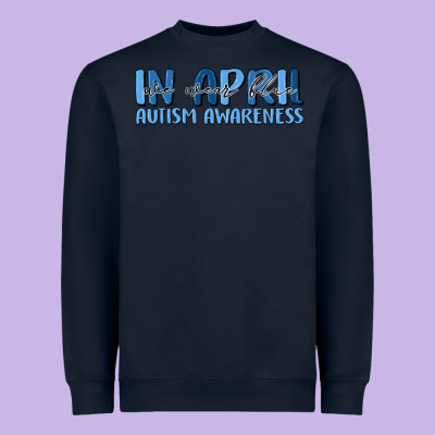 In April We Wear Blue Autism Awareness Heavyweight Sweatshirt Designed By Maliassmallbusiness