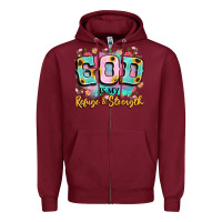 Burgundy god is my refuge and strength Zipper Hoodie - LillyAllenDesigns