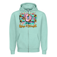 Seafoam god is my refuge and strength Zipper Hoodie - LillyAllenDesigns