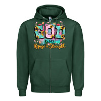 Sports Green god is my refuge and strength Zipper Hoodie - LillyAllenDesigns