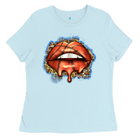 Baby Blue basketball lips Ladies Tee - Zillion Design Studio