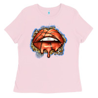 Bubblegum Pink basketball lips Ladies Tee - Zillion Design Studio