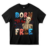 Black Born to be free with skeleton 4th of july Heavy Core Tee - Neo Western