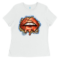 White basketball lips Ladies Tee - Zillion Design Studio