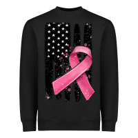Black breast cancer ribbon american flag Heavyweight Sweatshirt - MaliasSmallBusiness